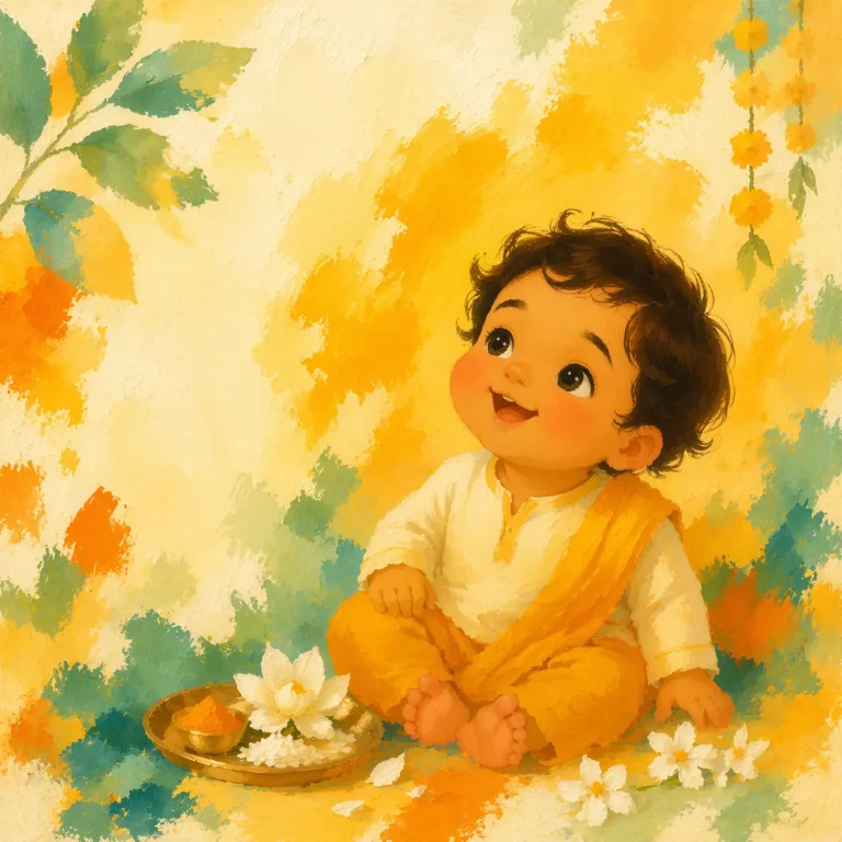 joyful baby with floral embrace